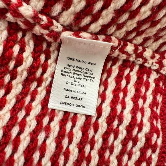 Talbots Pure Merino Wool Red & White Open Front Cardigan Size Large Petite - Picture 4 of 6